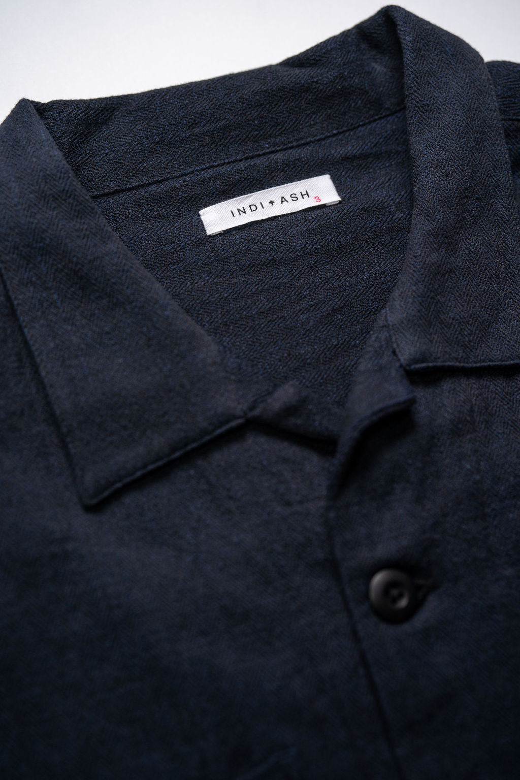 Indi + Ash  Lake Camp Overshirt - Handwoven Military Herringbone Iron/Indigo