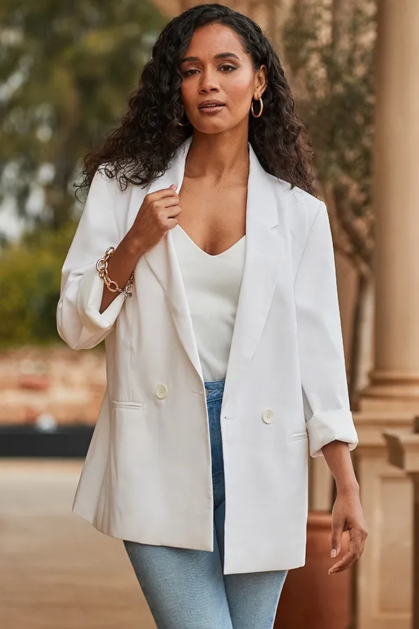 Ivory Double Breasted Blazer