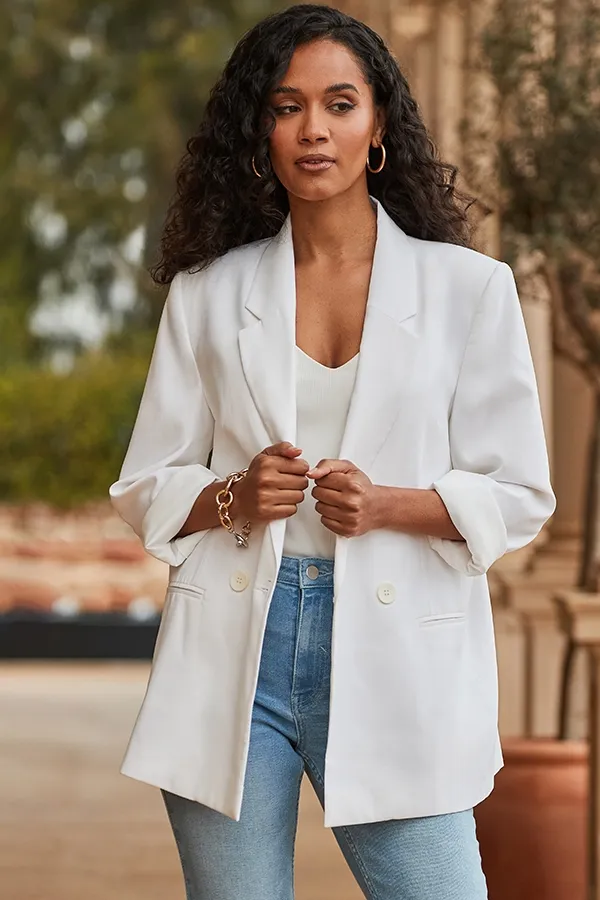 Ivory Double Breasted Blazer