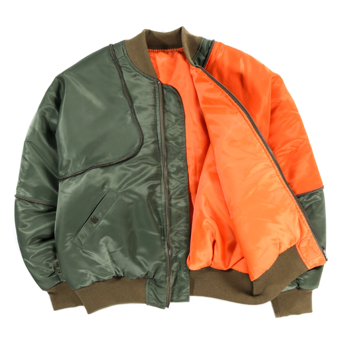 KAPITAL MA-1 NYLON SHAM BOMBER JACKET KHAKI