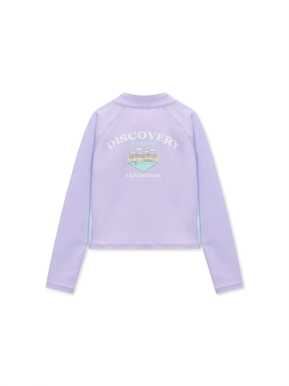 [KIDS] Girl Graphic Zip-Up Rashguard Violet