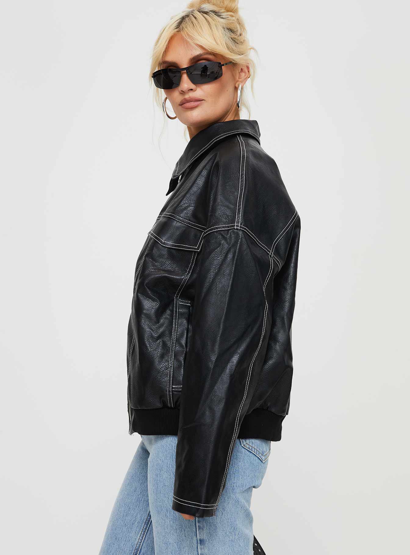 Kingsley Contrast Stitch Pu Jacket Black