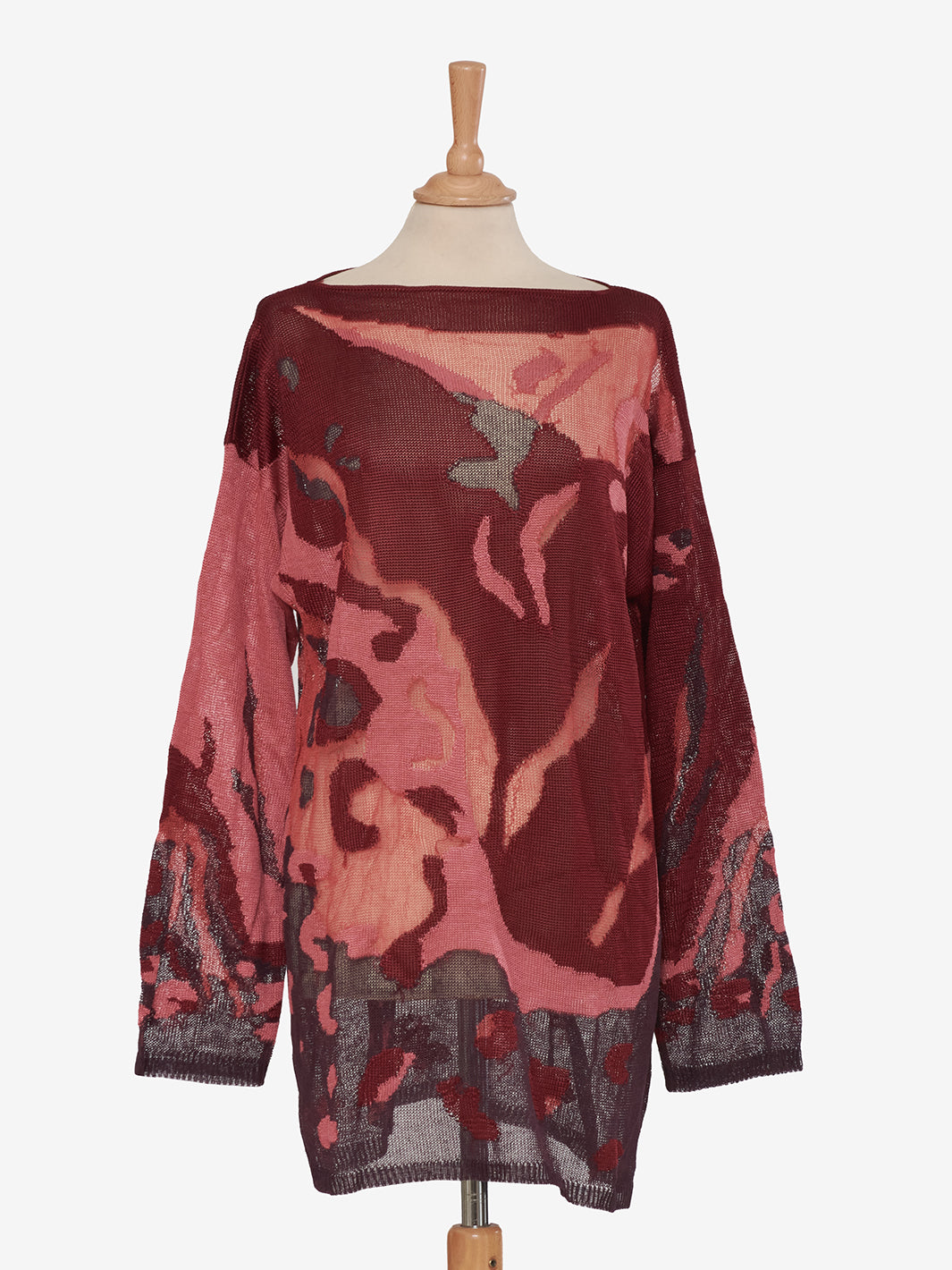 Krizia Bordeaux Patterned Sweater