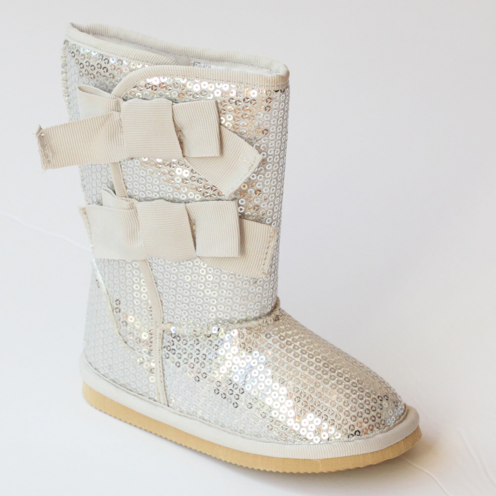 L'Amour Girls G710 Sequin Grosgrain Bow Boots