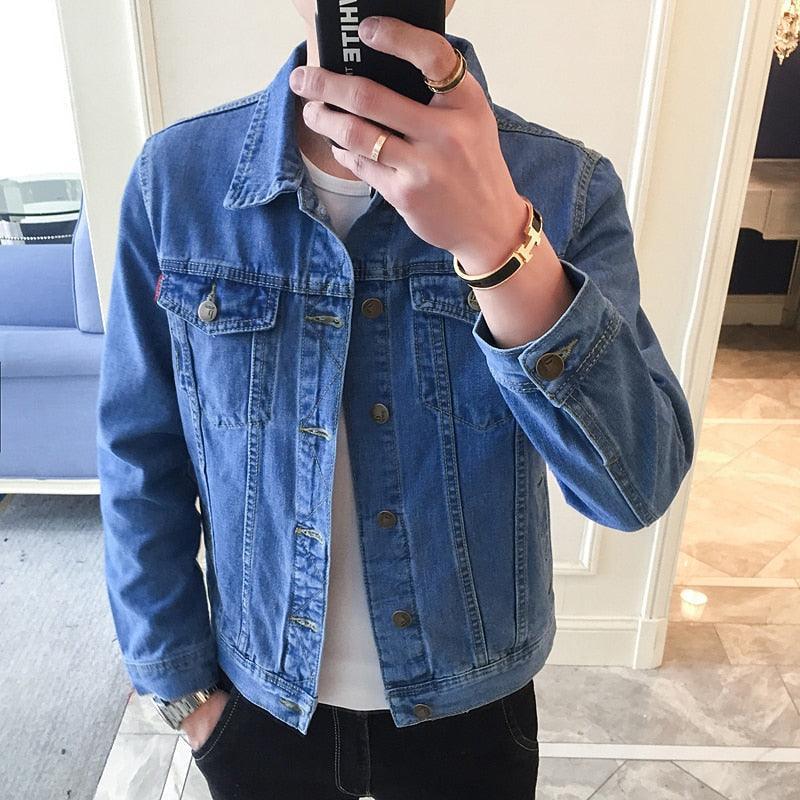 Lapel Denim Jacket Men