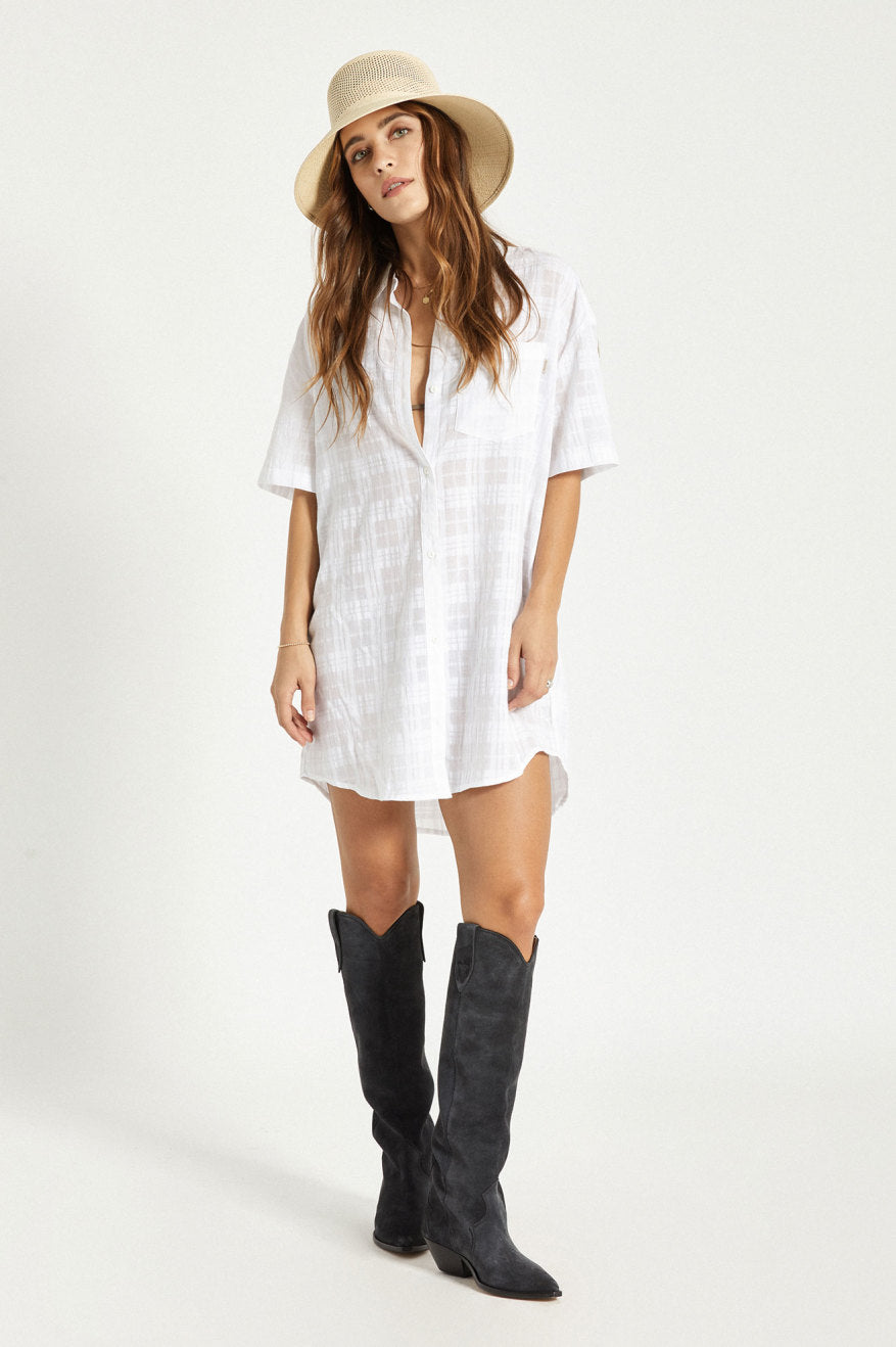 Leon S/S Overshirt Dress - White