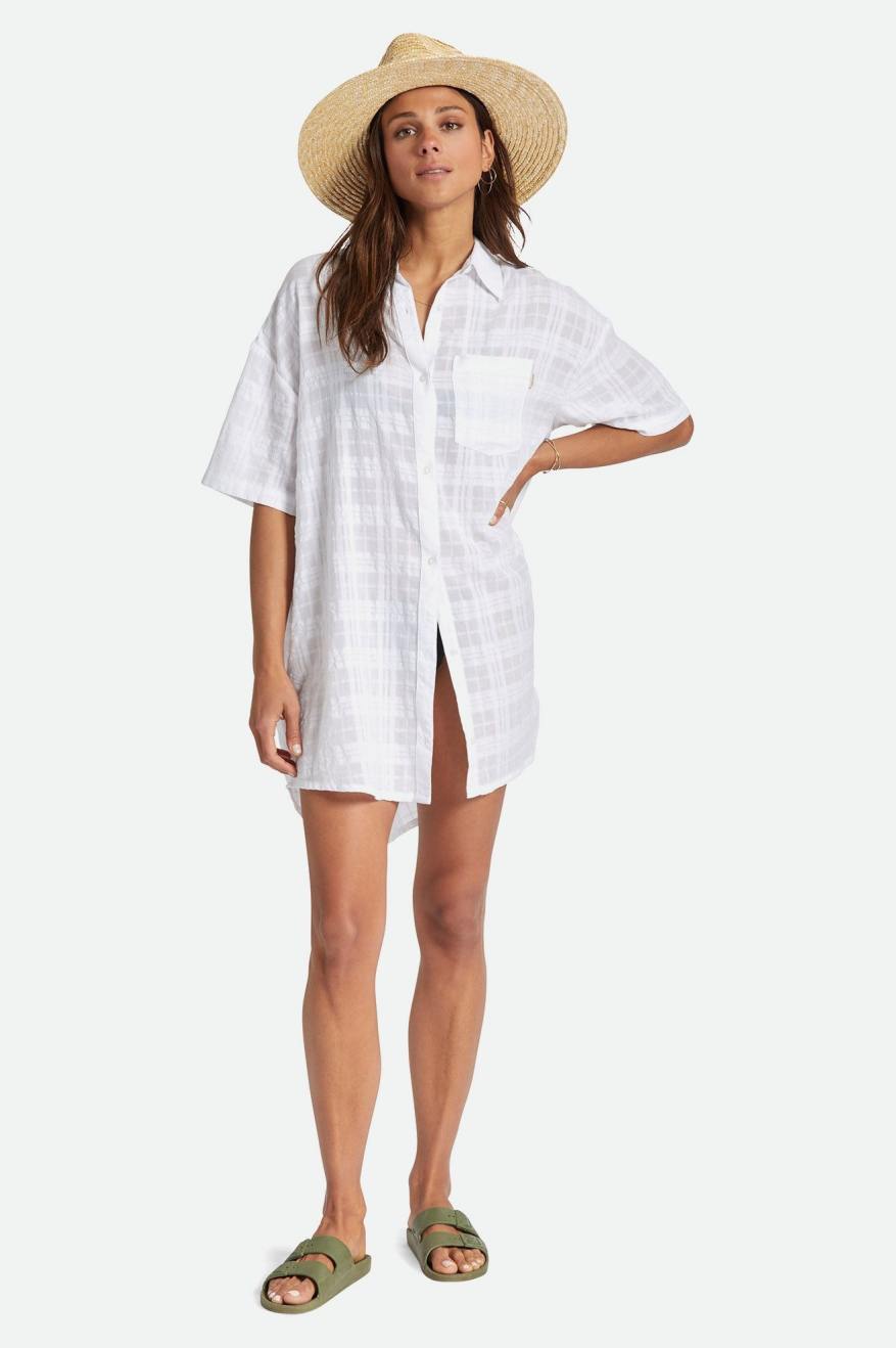 Leon S/S Overshirt Dress - White