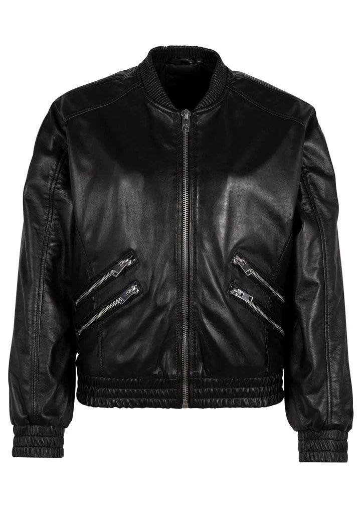 Mauritius   Hariet OS Leather Jacket, Black