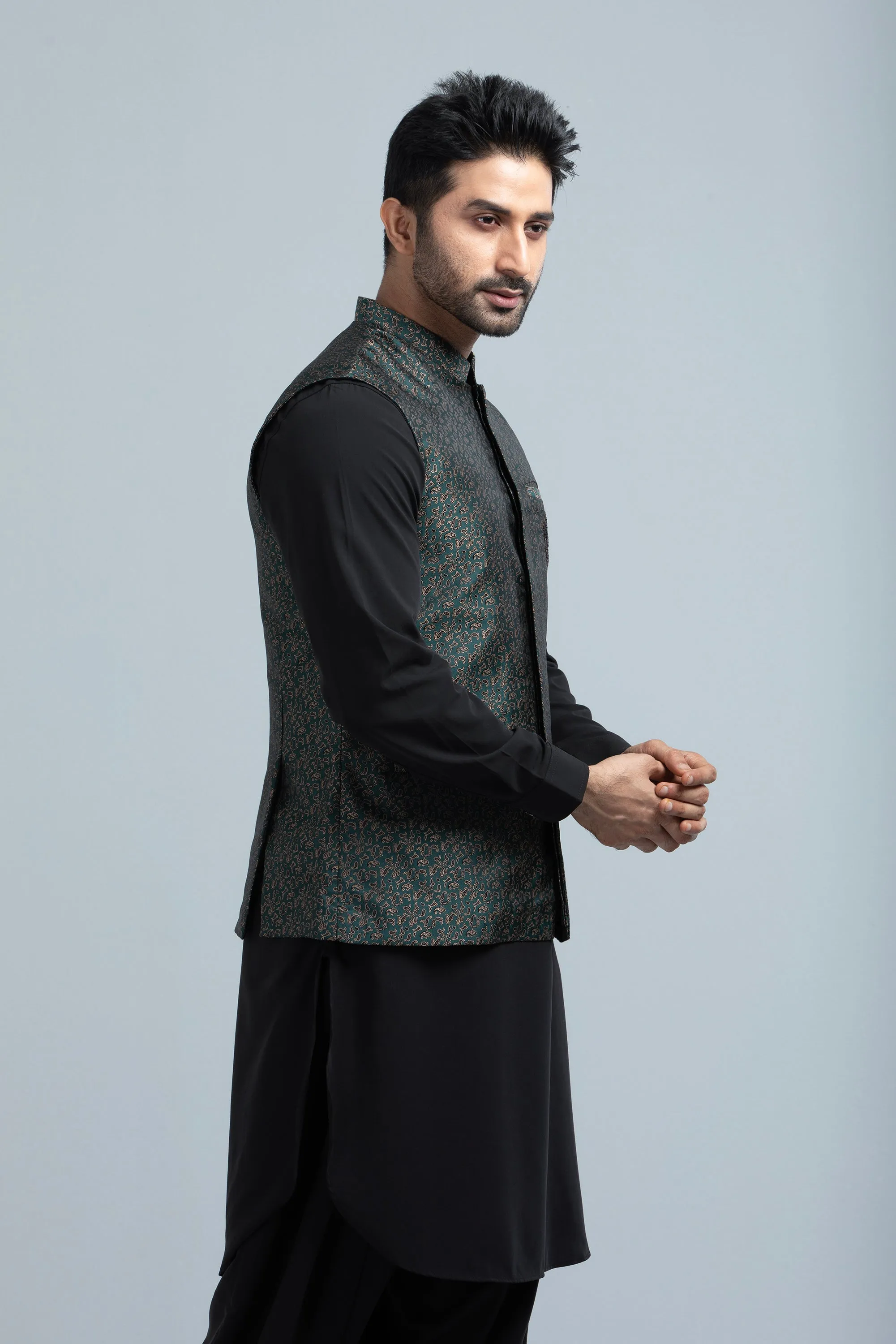 Men's Brocade-Fabric Waistcoat