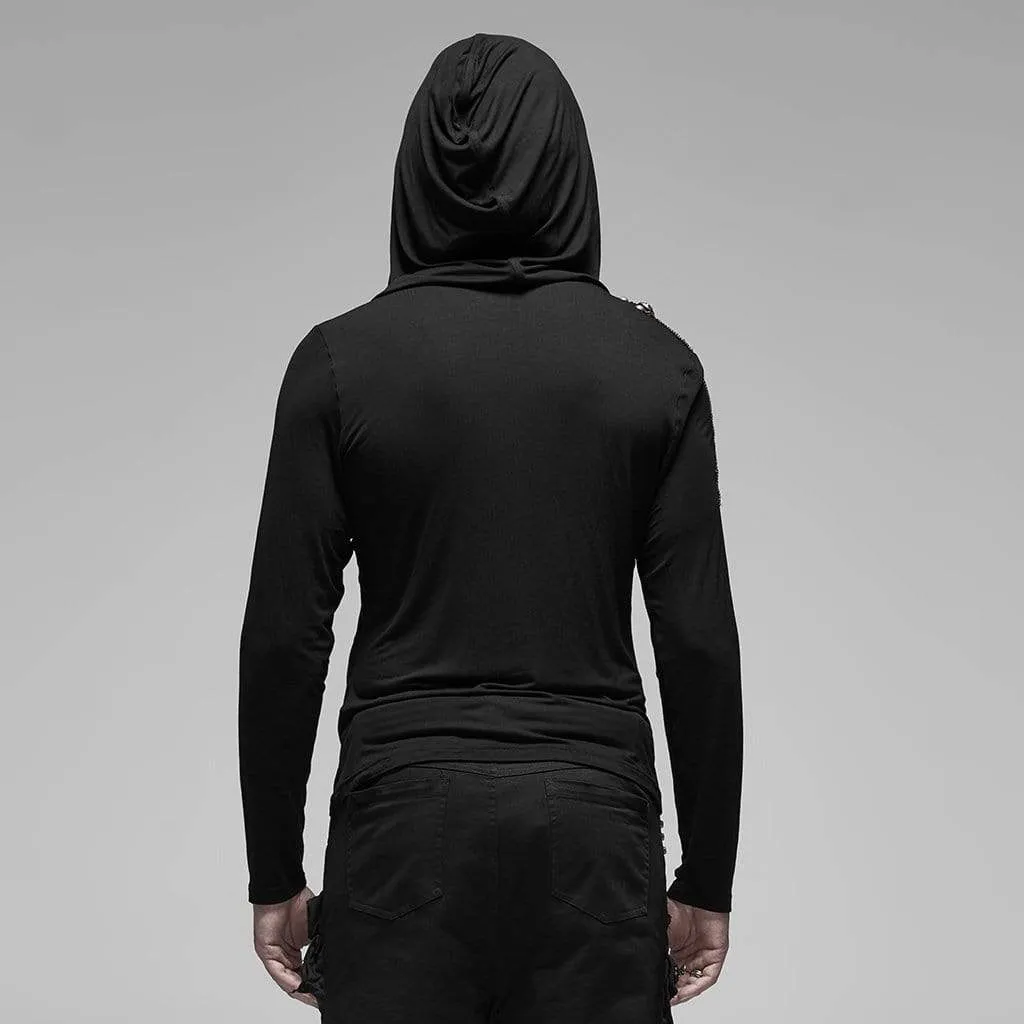 Men's Gothic Long Sleeved Irregular Hem Hoodies