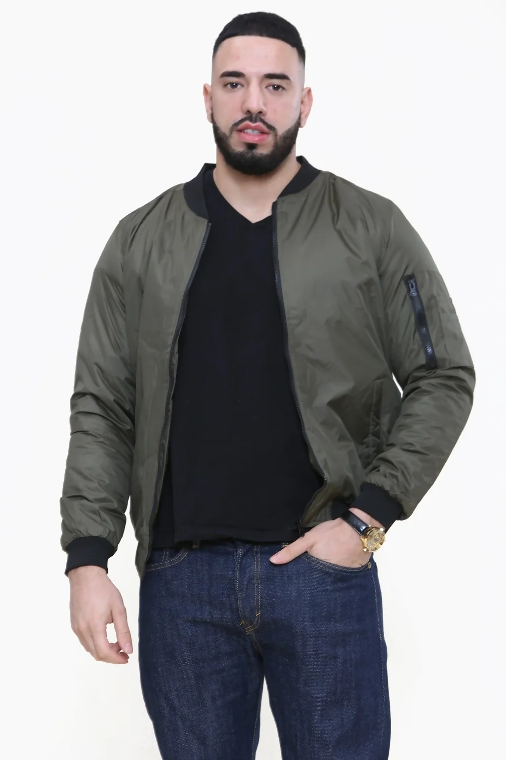 Mens Khaki Bomber Jacket