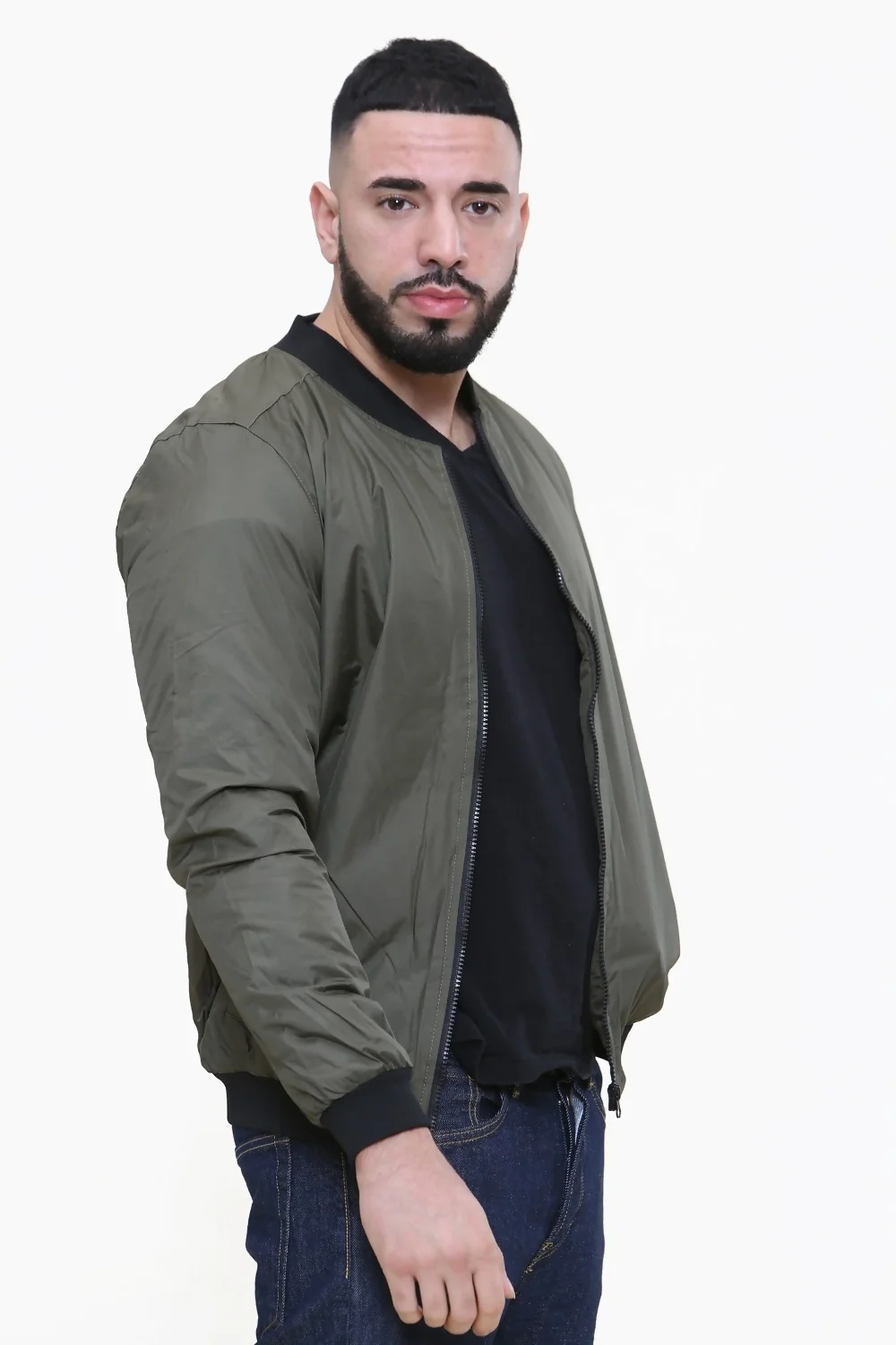 Mens Khaki Bomber Jacket