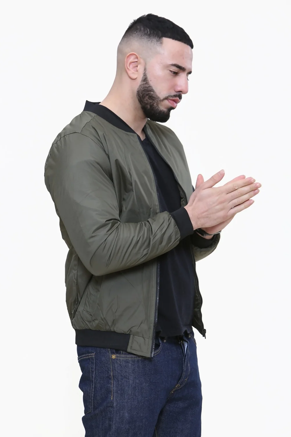 Mens Khaki Bomber Jacket