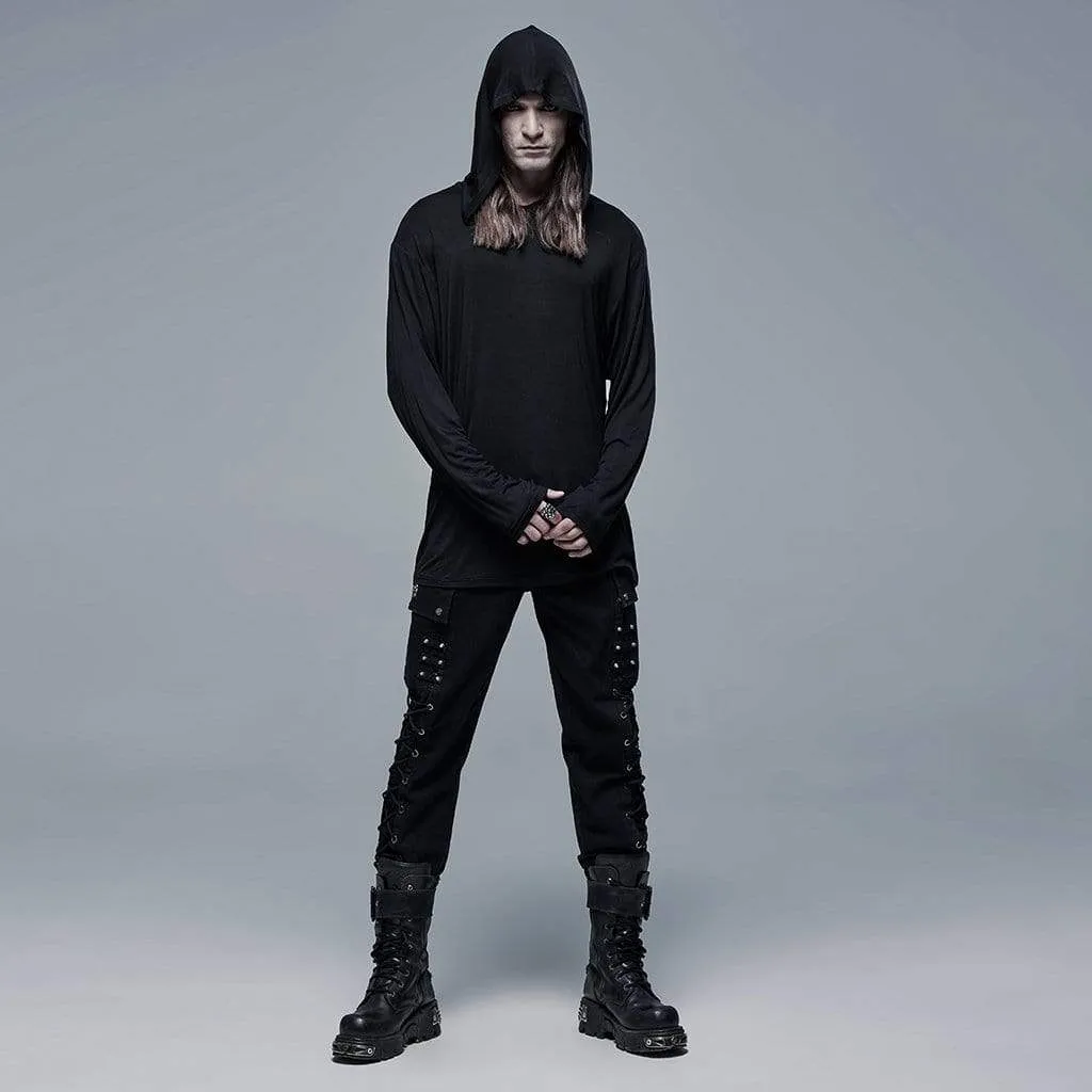 Men's Punk Mesh Two-piece Black Hoodies