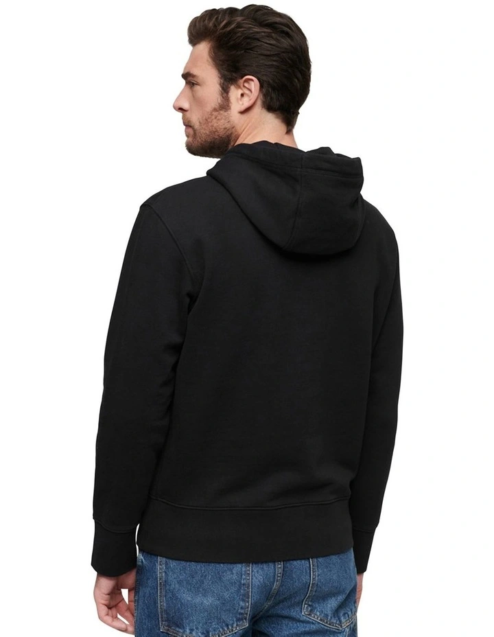 Micro Logo Graphic Loose Hoodies in Black