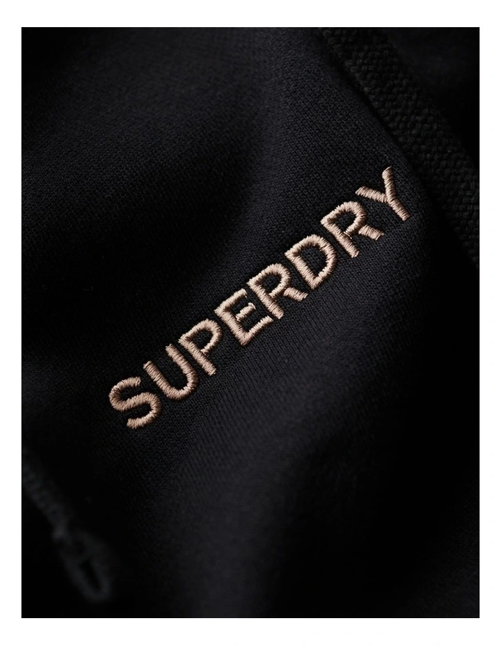 Micro Logo Graphic Loose Hoodies in Black