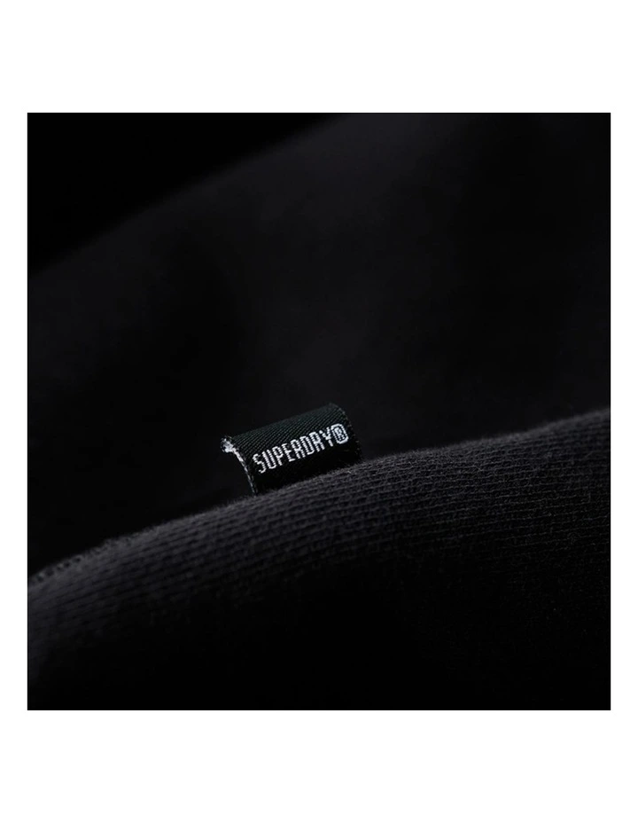 Micro Logo Graphic Loose Hoodies in Black