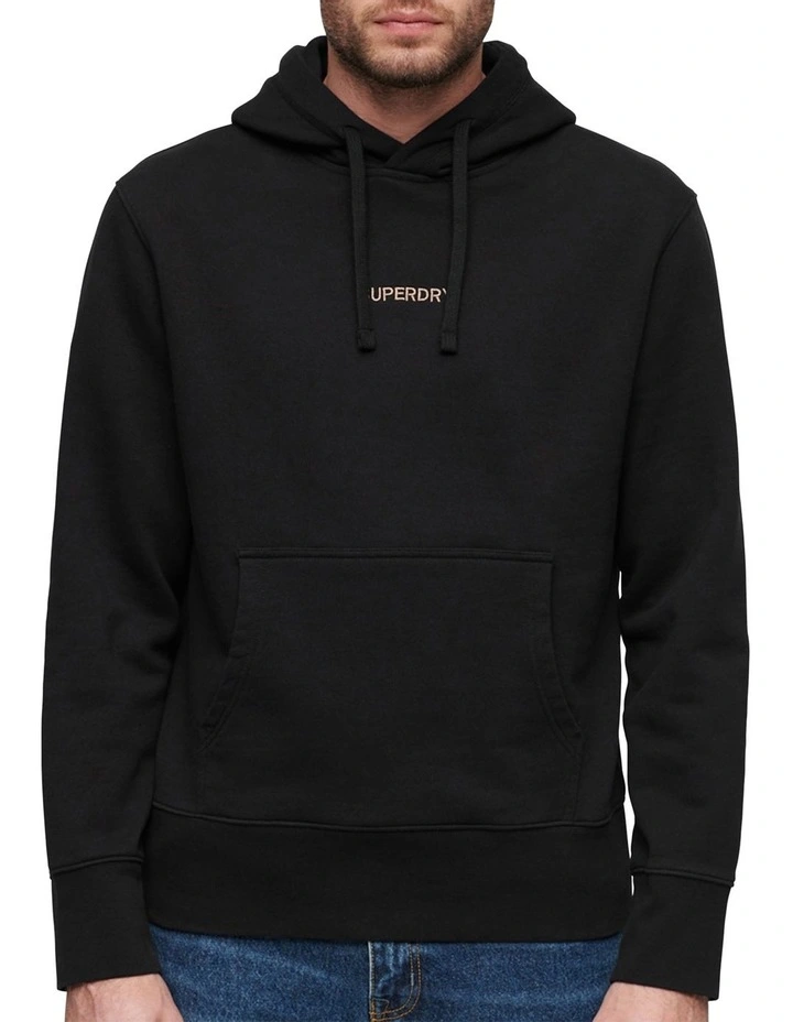 Micro Logo Graphic Loose Hoodies in Black