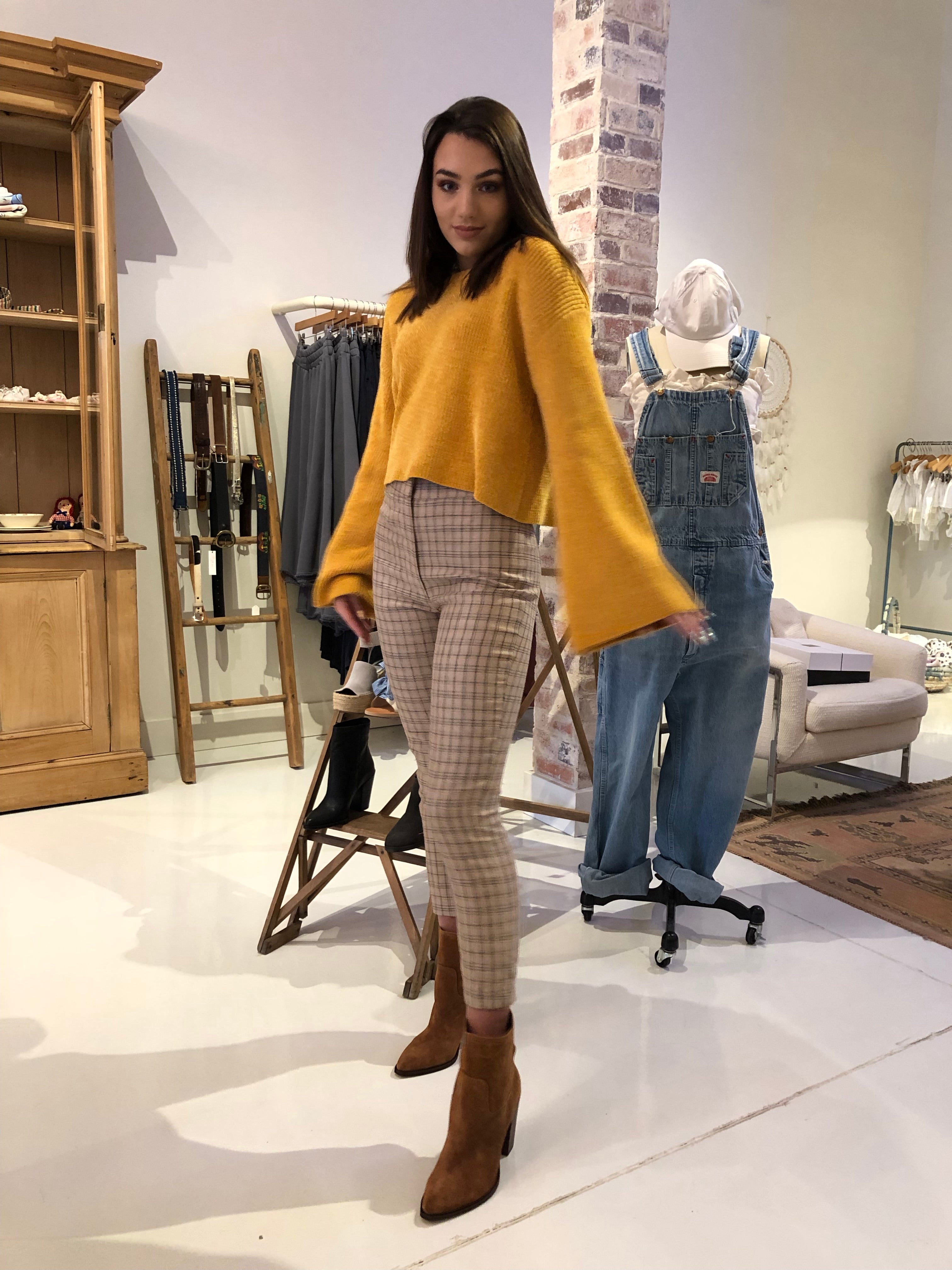 Mustard Chenille Cropped Sweater