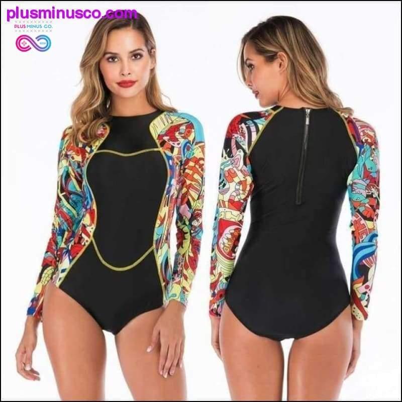 New Rashguard Long Sleeve Swimsuit One Piece Print Surf