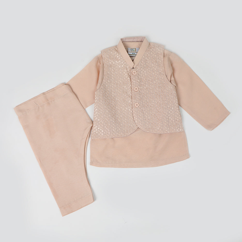 Newborn Boys Shalwar Waistcoat Suit - Peach