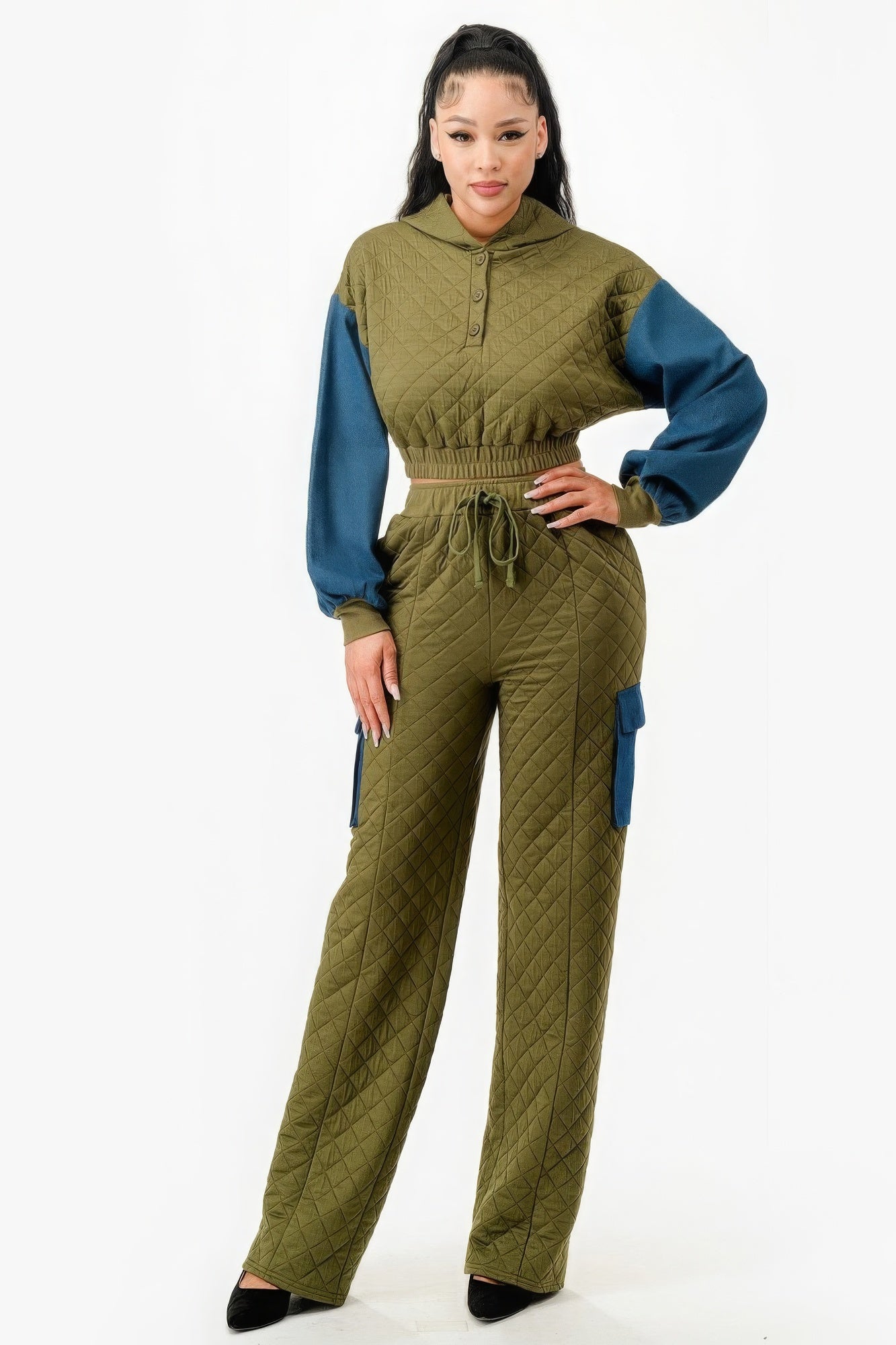 Olive & Denim Pant Set