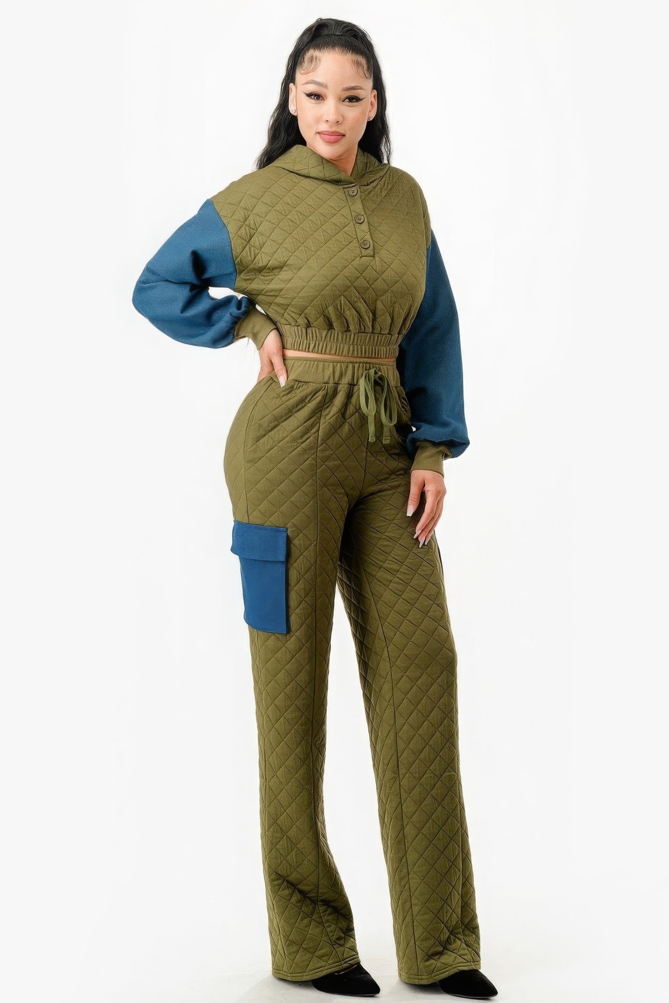 Olive & Denim Pant Set