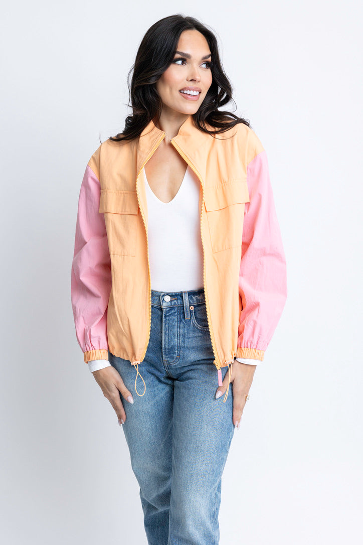 Pastel Color Block Utility Jacket