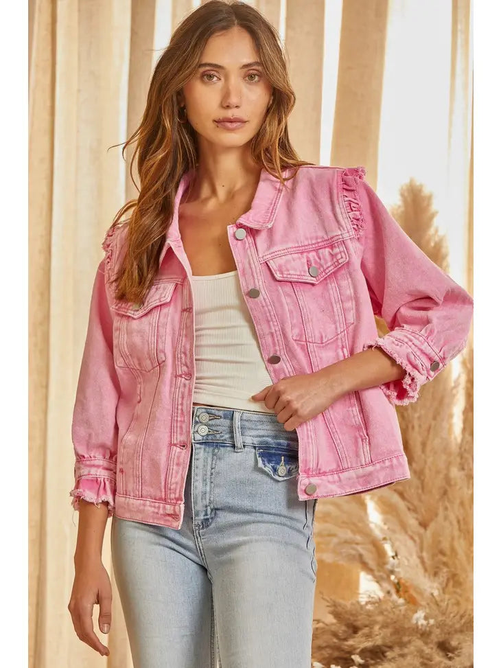 Pops of Pink Denim Jacket