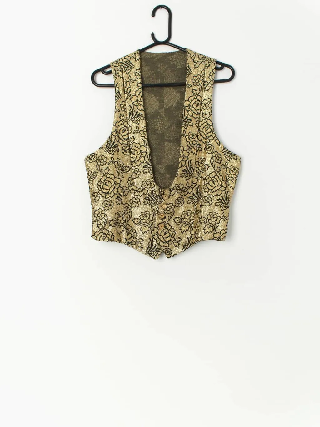 Rare vintage gold brocade waistcoat, party top – Medium