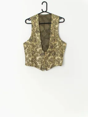 Rare vintage gold brocade waistcoat, party top – Medium