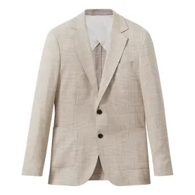 REISS Boxhill Single-Breasted Slim-Fit Check Blazer - Beige