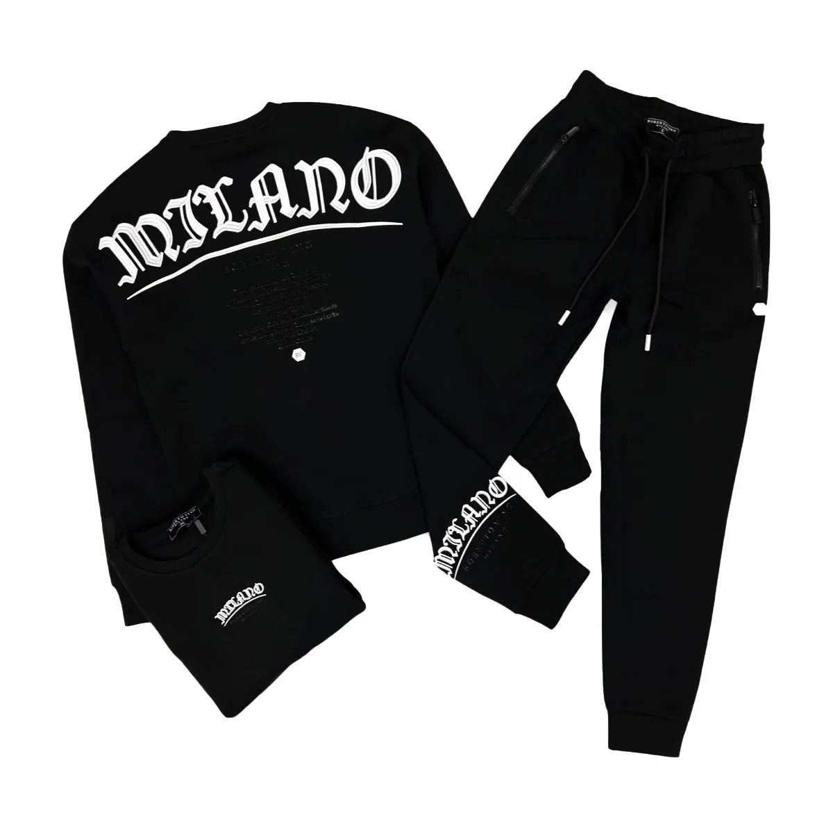 Roberto Vino Milano Mens Sweatsuit RVJS5 Black/White