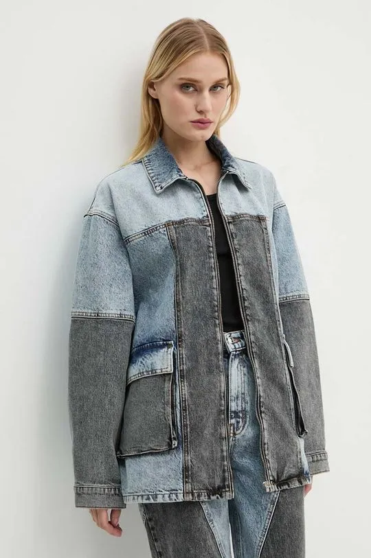 Rotate denim jacket Oversized Patchwork Jacket women's blue color 1128221603