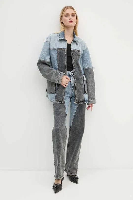 Rotate denim jacket Oversized Patchwork Jacket women's blue color 1128221603