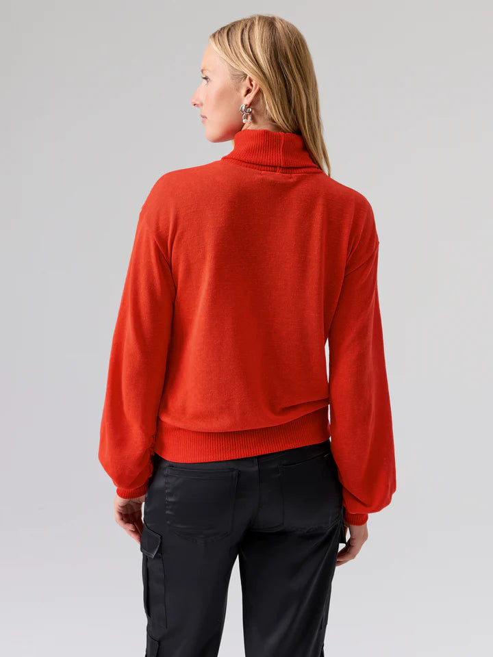 Ruched Sleeve Turtleneck Sweater