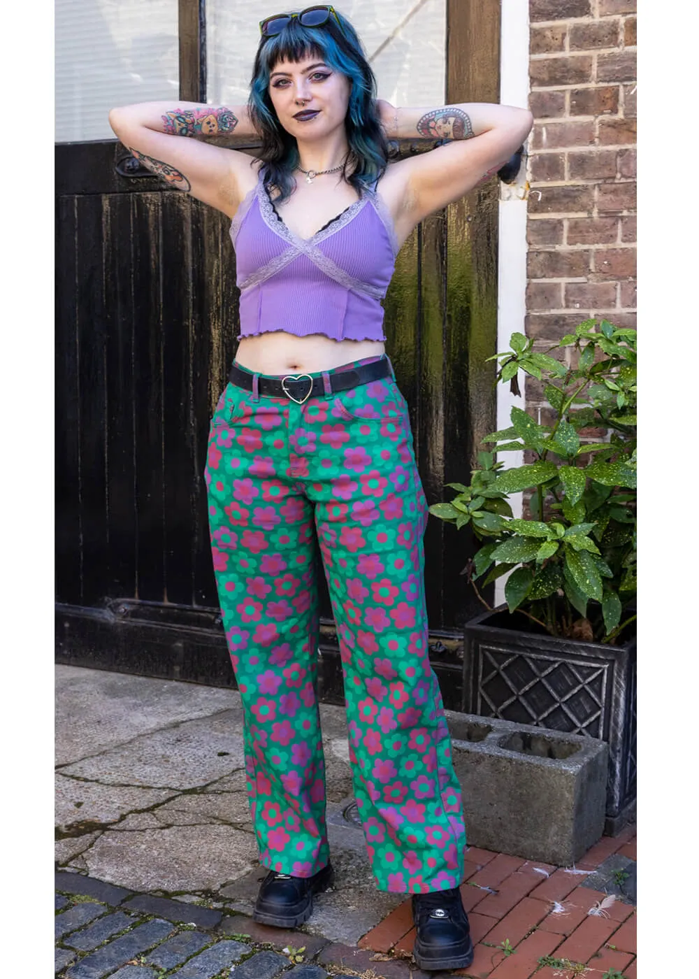 Run & Fly Magic Flowers Pants Green