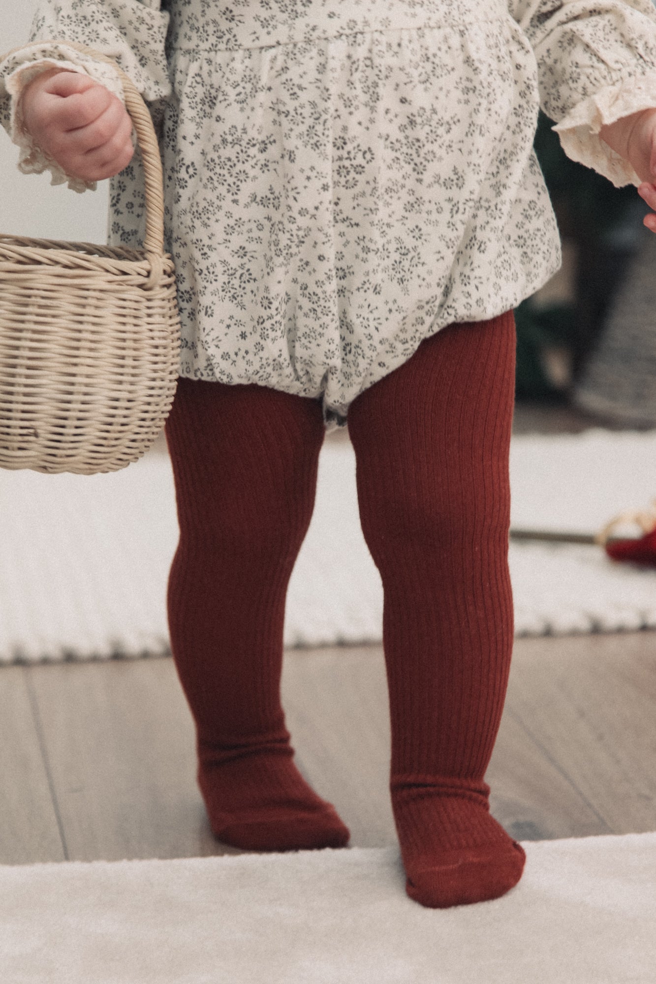 Rust Thick Ribbed Tights