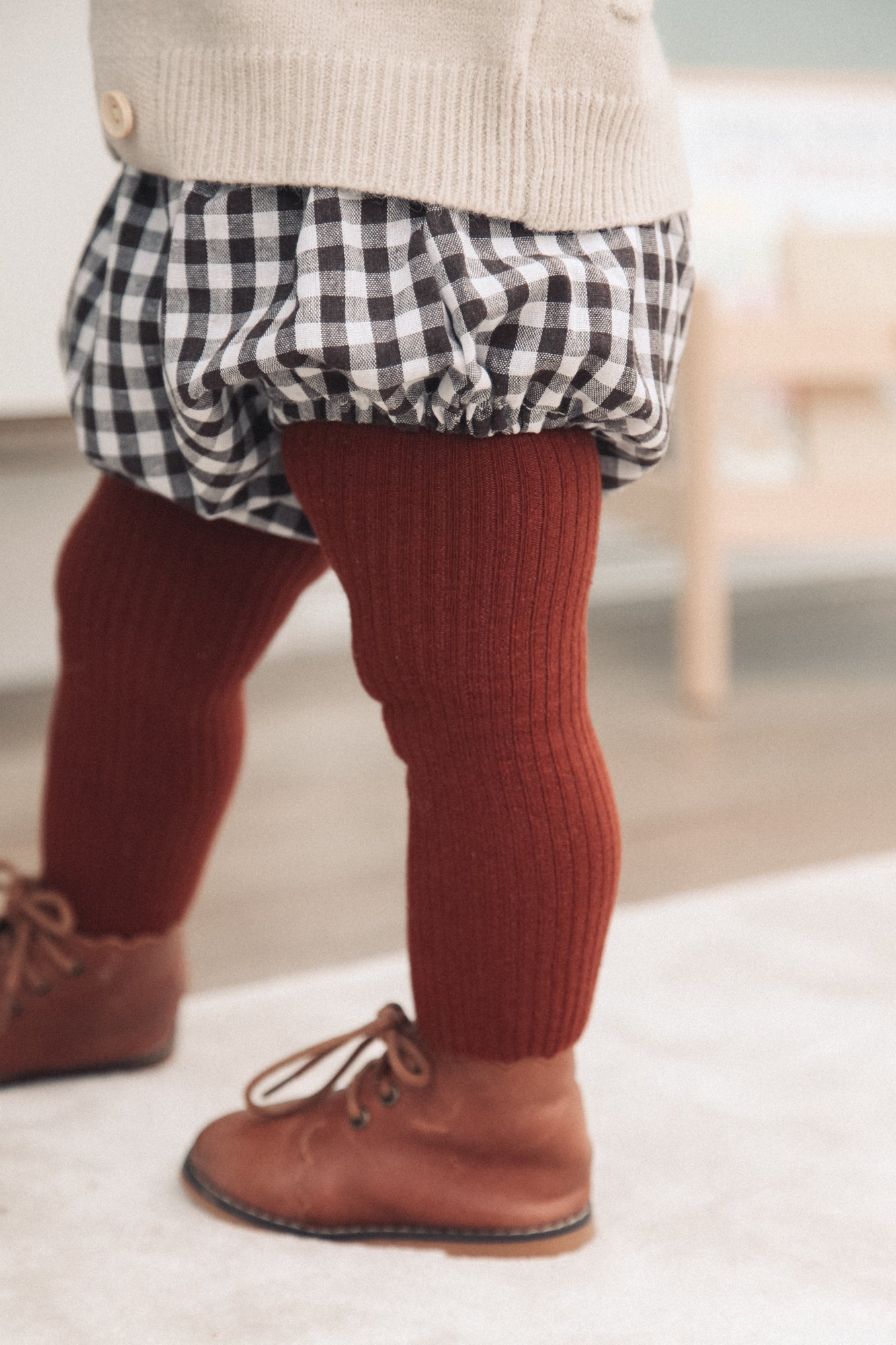 Rust Thick Ribbed Tights