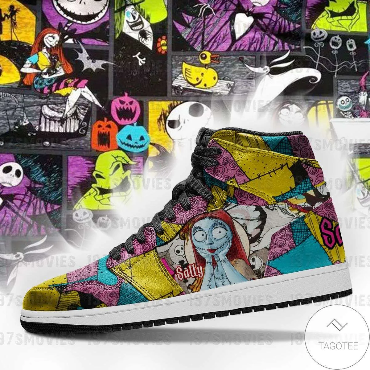 Sally Jack Skellington The Nightmare Before Christmas J1 High Top Sneakers Shoes