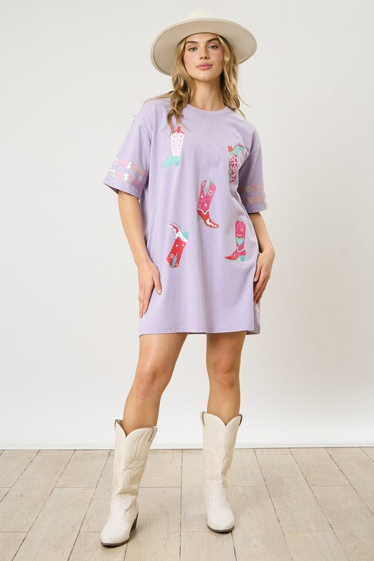 Sequin Boot Tee Dress