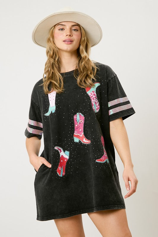 Sequin Boot Tee Dress