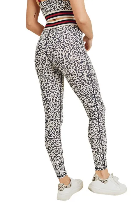 Snow Leopard Striped Band Highwaist Leggings APH2820