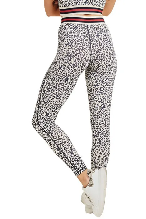 Snow Leopard Striped Band Highwaist Leggings APH2820