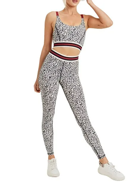 Snow Leopard Striped Band Highwaist Leggings APH2820