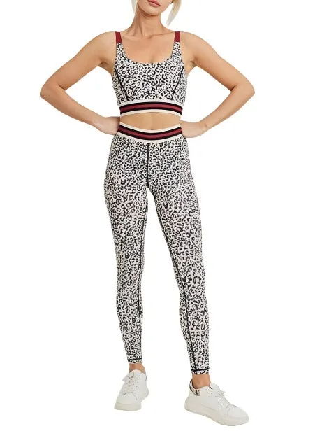 Snow Leopard Striped Band Highwaist Leggings APH2820