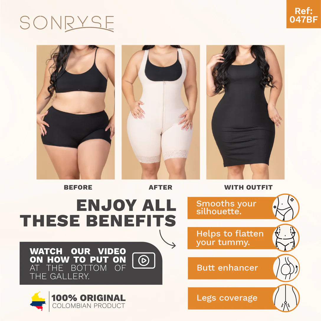 SONRYSE 047BF | Postpartum Post Surgery Compression Garment | Tummy Control Butt Lifter Body Shaper | Daily Use Open Bust Shapew