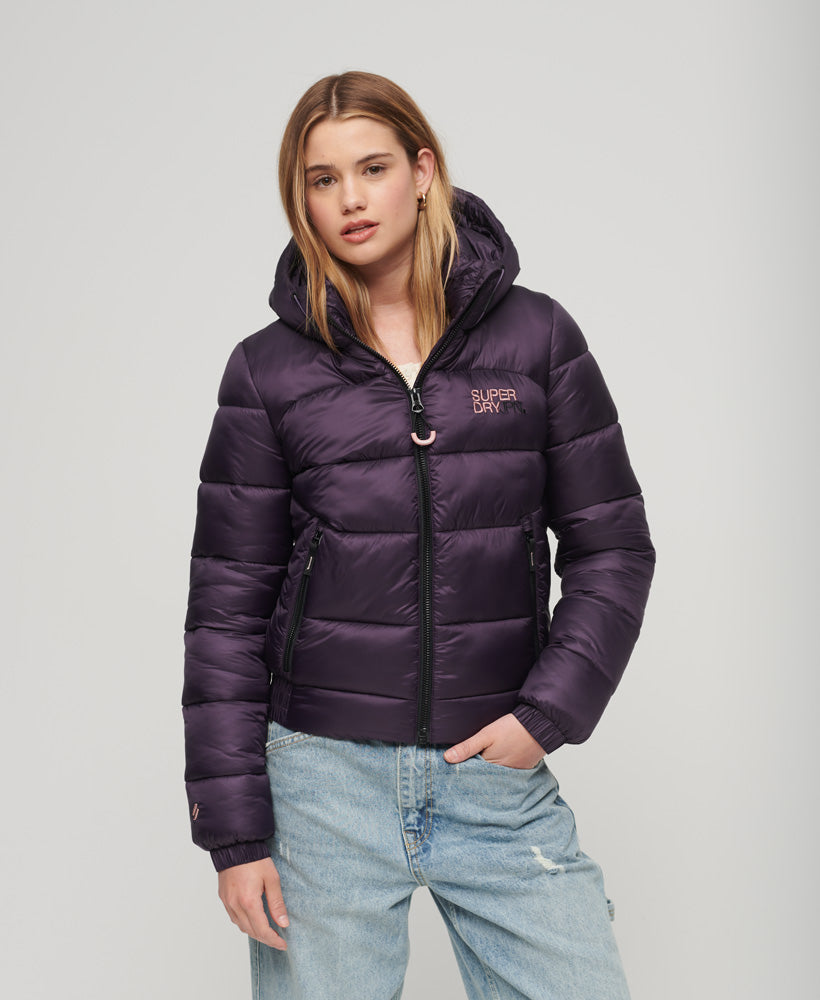 Sports Puffer Bomber Jacket | Nightshade Purple