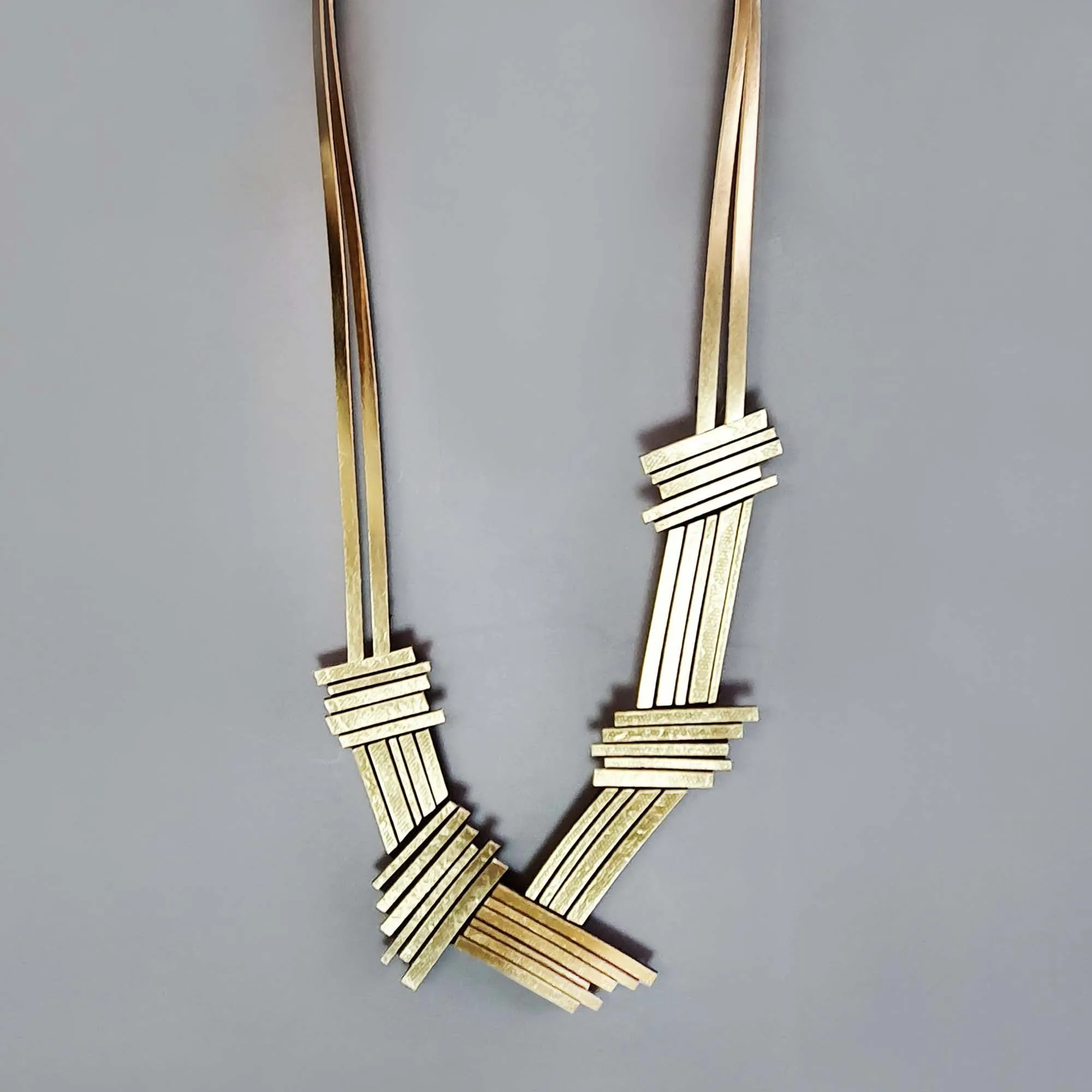 Stix long gold leather necklace