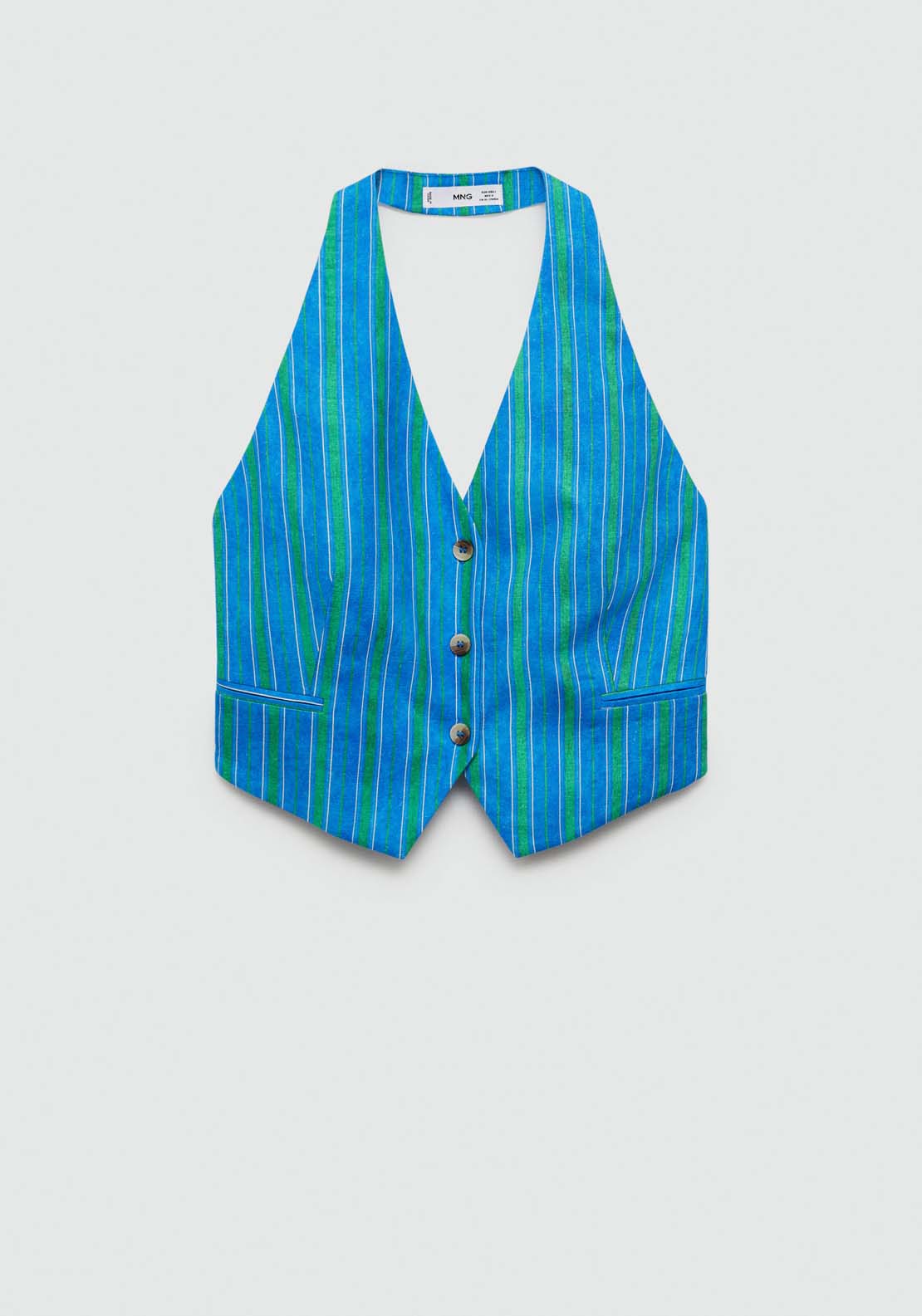 Striped linen printed waistcoat